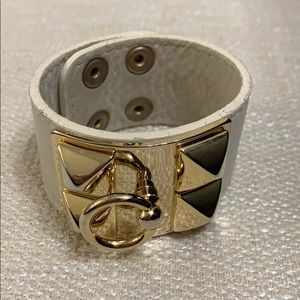 Gold and Cream Studded Cuff Bracelet